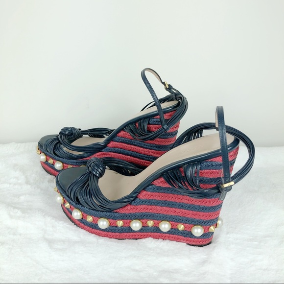 Gucci raffia pearl barbette espadrilles 38.5 - Picture 3 of 7